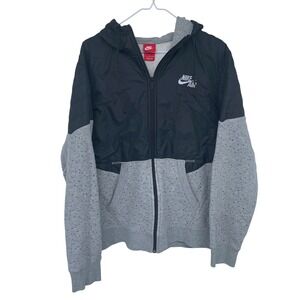 Nike Air Full Zip Hooded Jacket Black Grey Men's XL Paint‎ Splatter Design